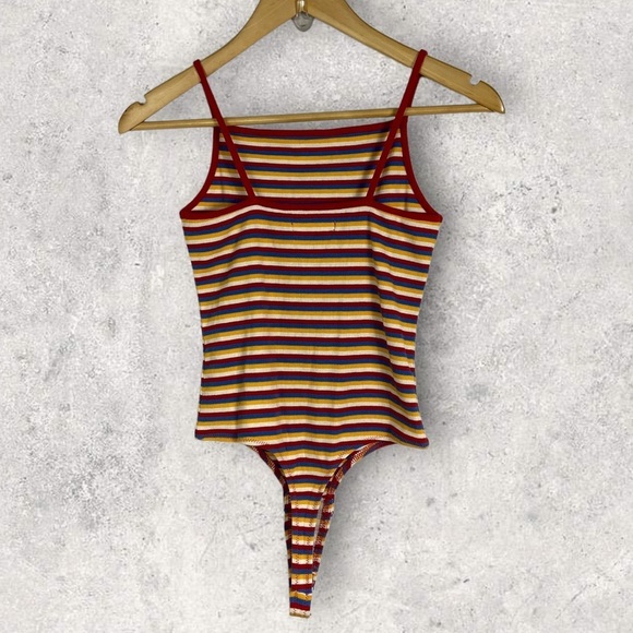 NEW Madewell Ribbed Rainbow‎ Thong Bodysuit Size XS 2020 Style AN422 Square Neck - Picture 6 of 13